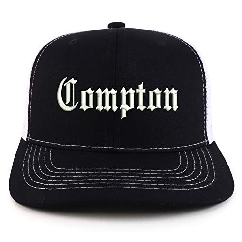 Trendy Apparel Shop Compton City Old English Two Tone Trucker Baseball Cap