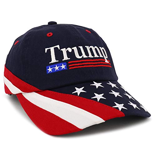 Trendy Apparel Shop Trump Embroidered USA Flag and Stars Bill Unstructured Baseball Cap