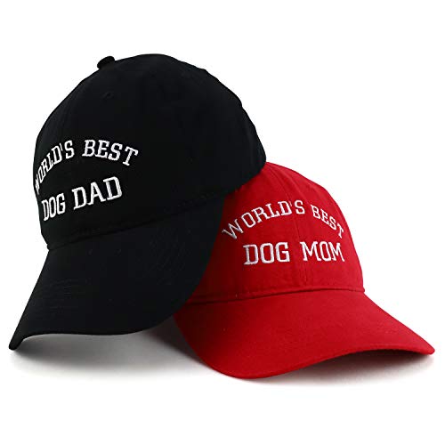 Trendy Apparel Shop World's Best Dog Mom and Dad Ever Soft Cotton 2 Pc Cap Set