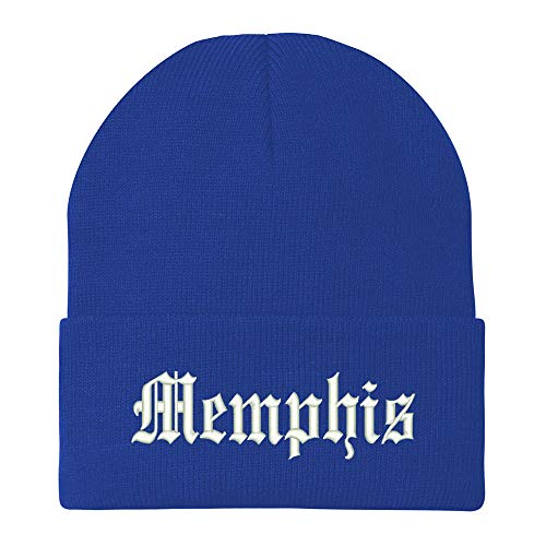 Trendy Apparel Shop Old English Font Memphis City Embroidered Winter Long Cuff Beanie
