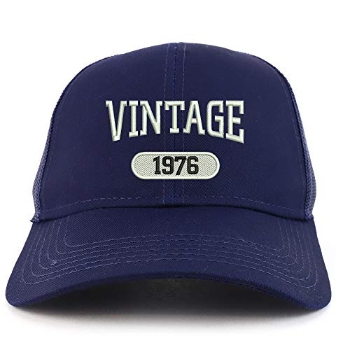 Trendy Apparel Shop Vintage 1976 Embroidered 45th Birthday High Profile High Profile Trucker Mesh Cap
