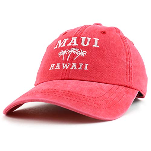 Trendy Apparel Shop Maui Hawaii with Palm Tree Embroidered Unstructured Baseball Cap