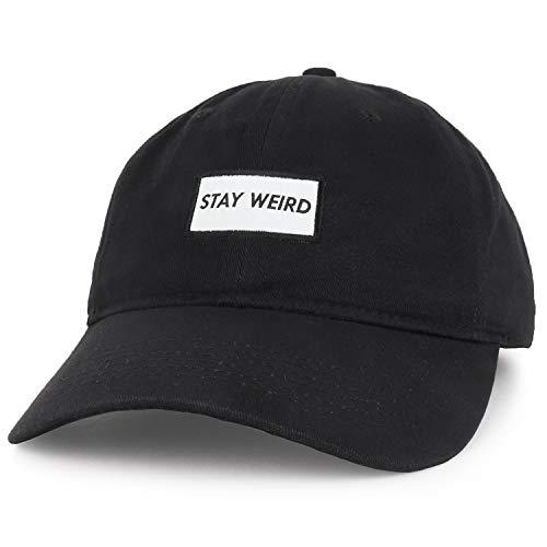 Trendy Apparel Shop Stay Weird Woven Patch Cotton Dad Hat