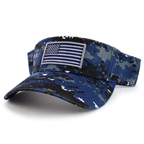 Trendy Apparel Shop USA American Flag Embroidered Polyester Summer Visor Hat
