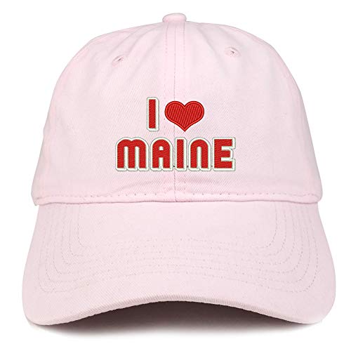 Trendy Apparel Shop I Love Maine Embroidered Soft Crown 100% Brushed Cotton Cap