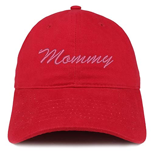 Trendy Apparel Shop Mommy Script Pink Embroidered Soft Crown 100% Brushed Cotton Cap