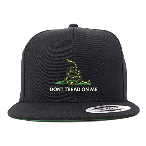 Trendy Apparel Shop Don't Tread on Me Embroidered Flat Bill Snapback Cap