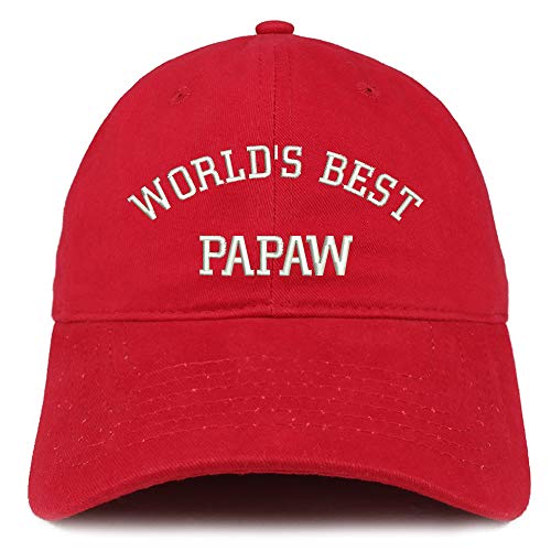 Trendy Apparel Shop World's Best Papaw Embroidered Soft Crown 100% Brushed Cotton Cap
