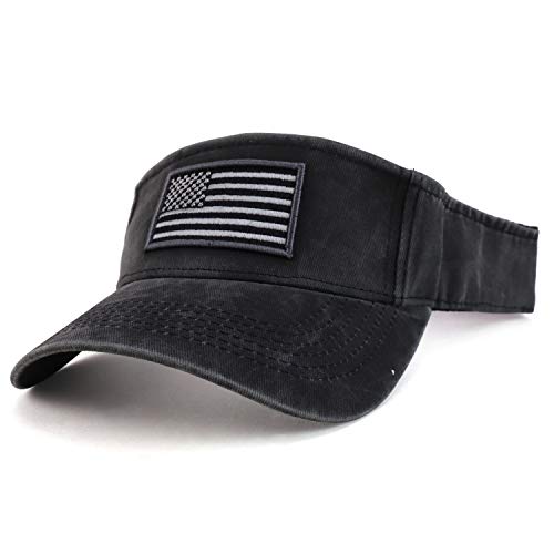 Trendy Apparel Shop USA American Flag Embroidered Polyester Summer Visor Hat