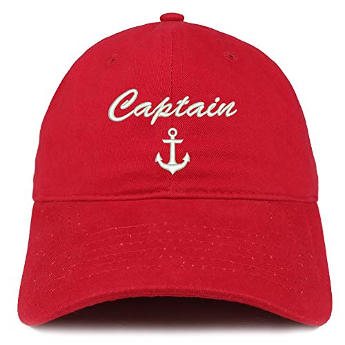 Trendy Apparel Shop Captain Anchor Script Embroidered Soft Crown 100% Brushed Cotton Cap