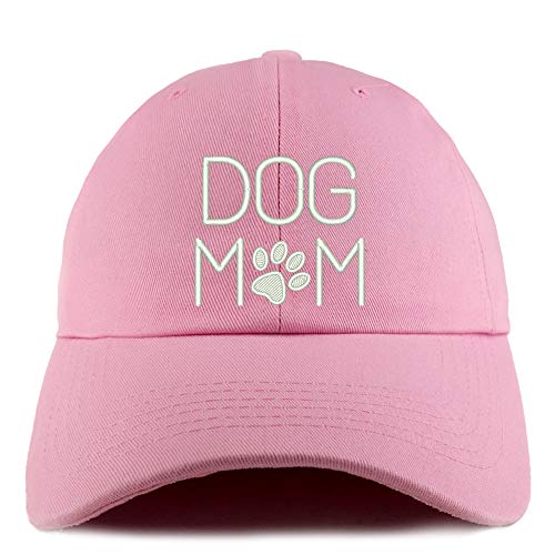 Trendy Apparel Shop Dog Mom with Paw Embroidered Low Profile Soft Cotton Dad Hat Cap