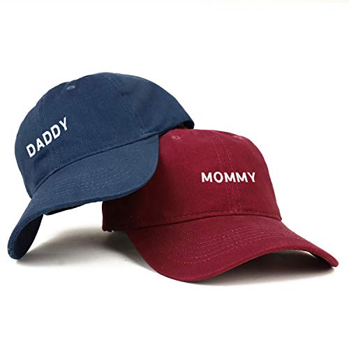 Trendy Apparel Shop Mommy and Daddy Soft Cotton Couple 2 Pc Cap Set