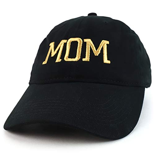 Trendy Apparel Shop MOM Capital Gold Thread Embroidered Soft Crown 100% Brushed Cotton Cap