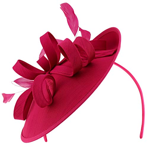 Trendy Apparel Shop Ladies Satin Fascinator with Feathers and Loop Bands