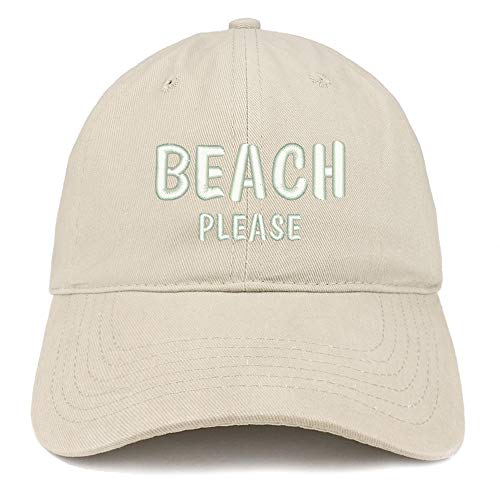 Trendy Apparel Shop Beach Please Embroidered Soft Crown 100% Brushed Cotton Cap