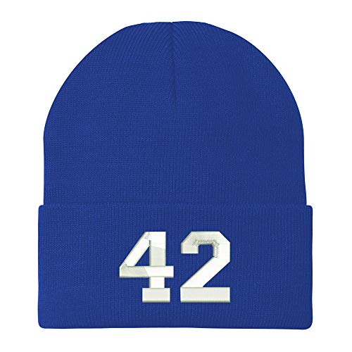 Trendy Apparel Shop Number 42 Collegiate Varsity Embroidered Long Cuff Beanie