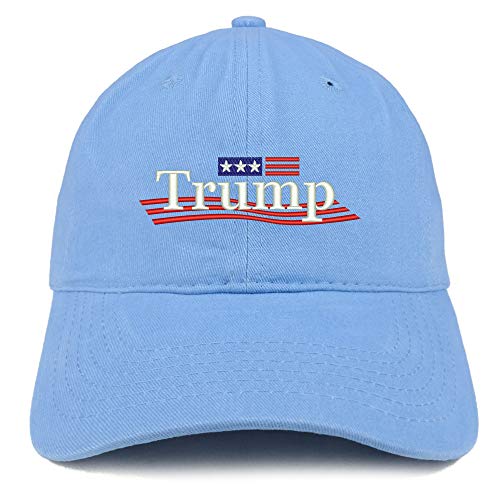 Trendy Apparel Shop Trump Wavy Small Flag Embroidered 100% Cotton Adjustable Cap Dad Hat
