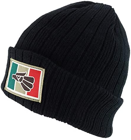 Trendy Apparel Shop Hecho En Mexico Eagle Patch Embroidered Long Cuff Beanie