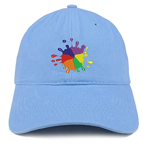 Trendy Apparel Shop Rainbow Color Splash Embroidered Brushed Cotton Cap