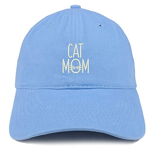 Trendy Apparel Shop Cat Mom with Whisker Embroidered Brushed Cotton Cap