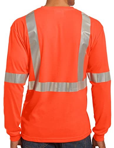 Trendy Apparel Shop High Visibility ANSI 107 Class 2 Safety Reflective Long Sleeve T-Shirt
