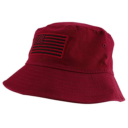 Trendy Apparel Shop US American Flag Embroidered Cotton Bucket Hat