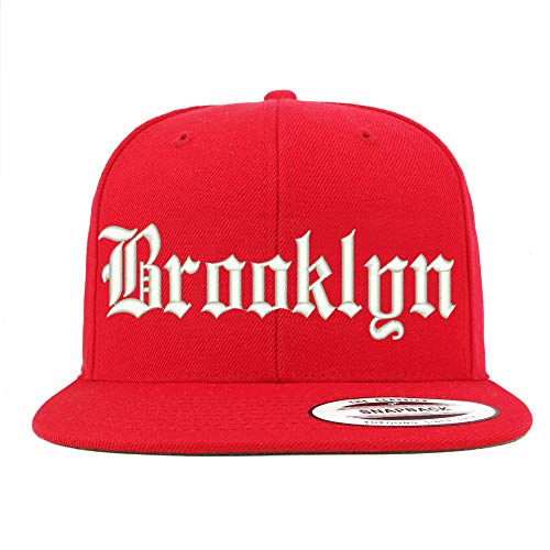 Trendy Apparel Shop Old English Font Brooklyn City Embroidered Flat Bill Cap