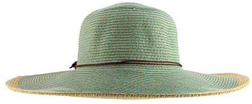 Trendy Apparel Shop Women's UPF 50+ Paper Braid Tweed Flat Brim Sun Hat