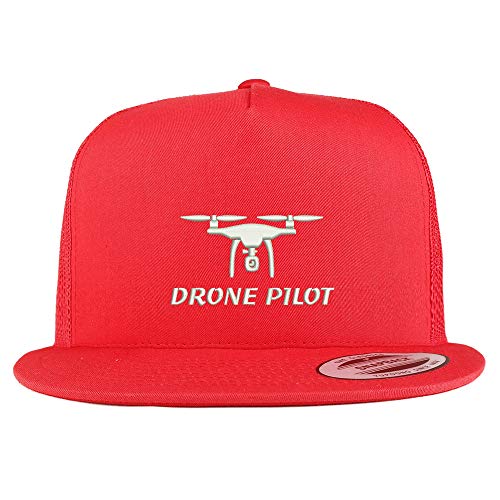 Trendy Apparel Shop Flexfit Drone Pilot Embroidered 5 Panel Flatbill Snapback Mesh Cap