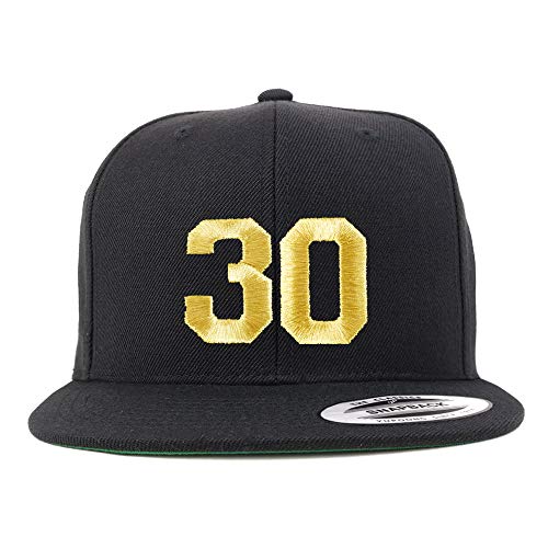 Trendy Apparel Shop Number 30 Gold Thread Flat Bill Snapback Baseball Cap