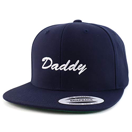 Trendy Apparel Shop Flexfit Daddy Script Font Embroidered Structured Flatbill Snapback Cap