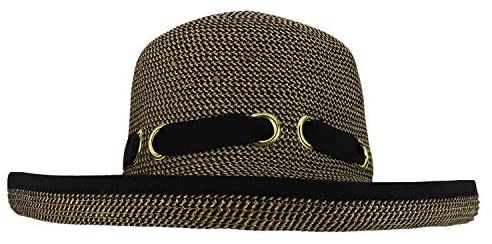 Trendy Apparel Shop UPF 50+ Kettle Brim Paper Braid Tweed Ribbon Gromet Tie Hat