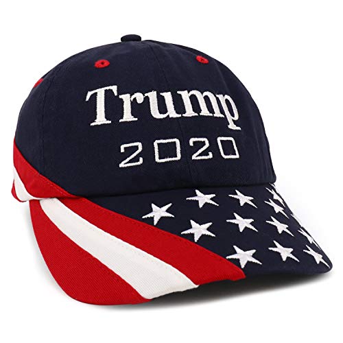 Trendy Apparel Shop Trump Embroidered USA Flag and Stars Bill Unstructured Baseball Cap
