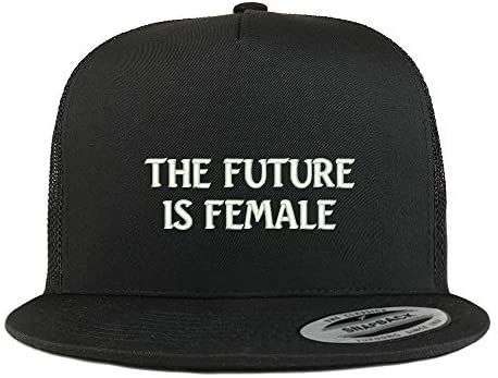 Trendy Apparel Shop Flexfit XXL The Future is Female Embroidered 5 Panel Flatbill Trucker Mesh Cap