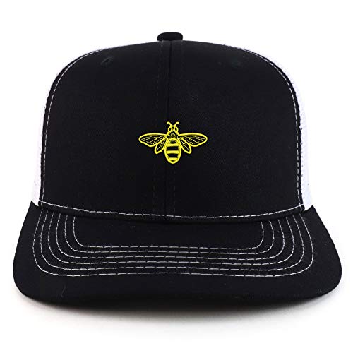 Trendy Apparel Shop Bee Embroidered Two Tone Mesh Back Trucker Baseball Cap