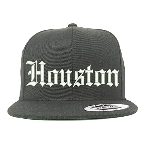 Trendy Apparel Shop Old English Font Houston City Embroidered Flat Bill Cap