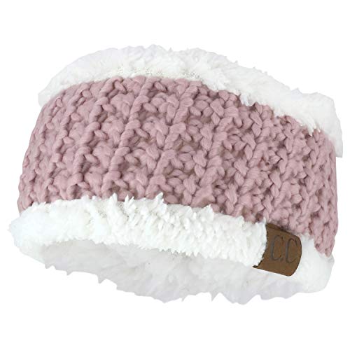 Trendy Apparel Shop Sherpa Fleece Lined Stretchy Chunky Knit Ear Warmer Headband
