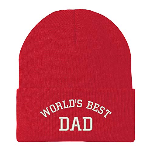Trendy Apparel Shop World's Best Dad Cotton Embroidered Long Cuff Beanie