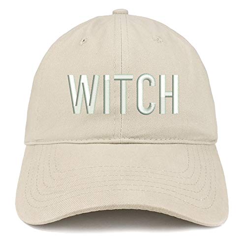Trendy Apparel Shop Witch Embroidered Soft Crown 100% Brushed Cotton Cap