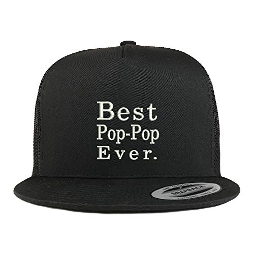 Trendy Apparel Shop Best Pop Pop Ever 5 Panel Flatbill Trucker Mesh Snapback Cap