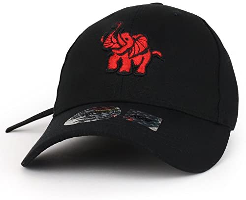 Trendy Apparel Shop Raised Elephant Embroidered Long Tail Strap Cotton Baseball Cap