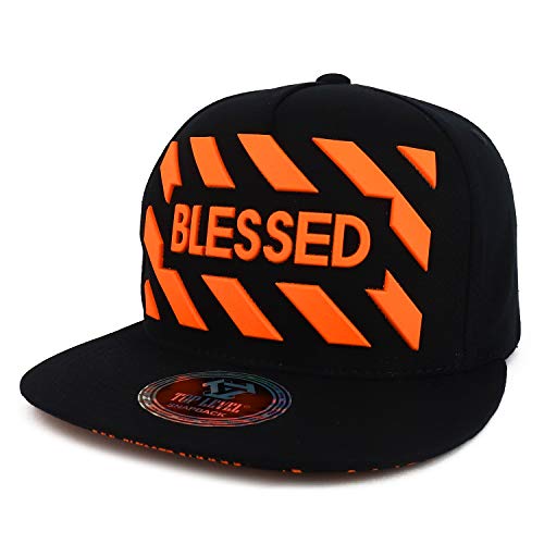 Trendy Apparel Shop 3D Rubber Blessed 5 Panel Flatbill Cotton Snapback Hat