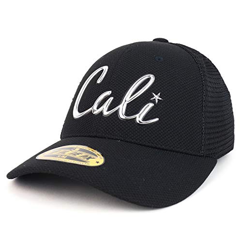 Trendy Apparel Shop Cali with Star Stretch Fitted Trucker Mesh Cap
