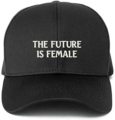 Trendy Apparel Shop XXL The Future is Female Embroidered Structured Trucker Mesh Cap