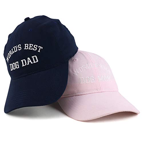 Trendy Apparel Shop World's Best Dog Mom and Dad Ever Soft Cotton 2 Pc Cap Set