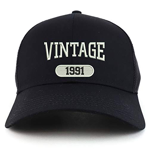 Trendy Apparel Shop Vintage 1991 Embroidered 30th Birthday High Profile High Profile Trucker Mesh Cap