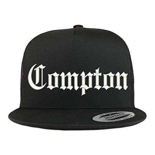 Trendy Apparel Shop Old English Font Compton City Embroidered 5 Panel Mesh Cap