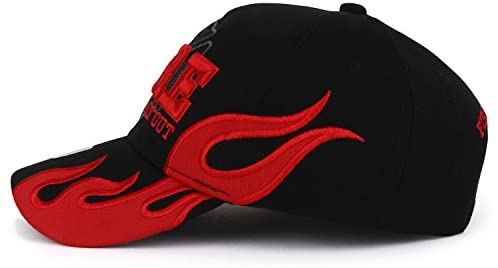 Trendy Apparel Shop First in Last Out 3D Fire Embroidered Adjustable Baseball Cap