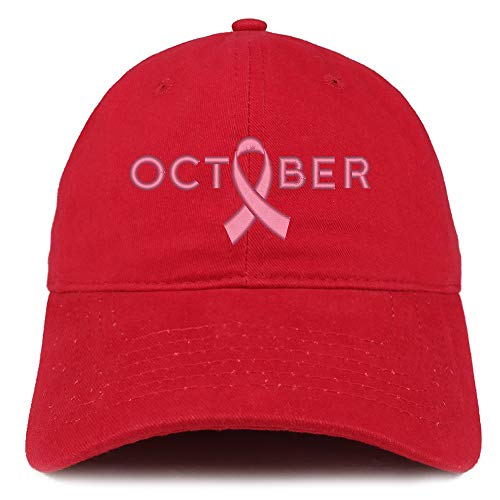 Trendy Apparel Shop Breast Cancer October Embroidered Soft Brushed Cotton Cap