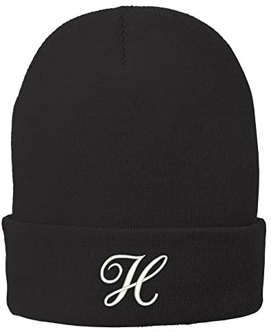 Trendy Apparel Shop Letter H Embroidered Winter Knitted Long Beanie